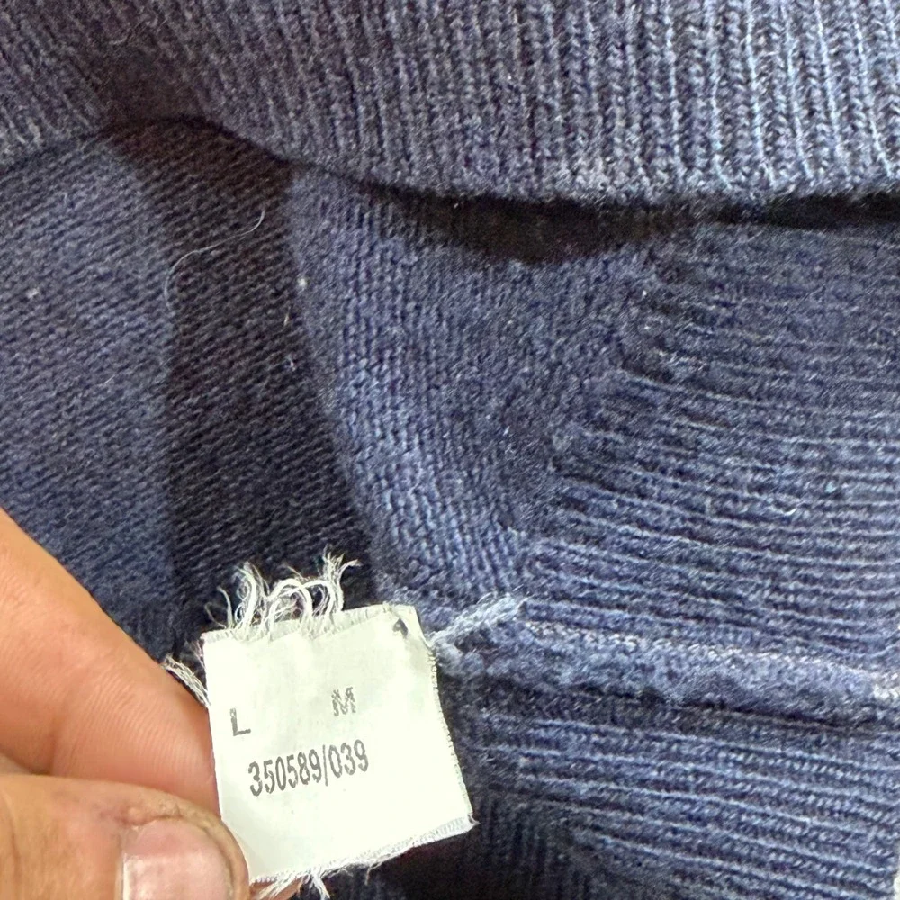 Clan Douglas V-Neck Sweater Mens Large Navy Blue Fair 100% Cashmere Scotland